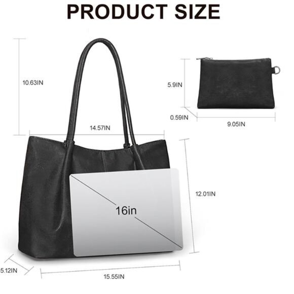 Large Tote Bag for Women Black - Picture 4 of 6